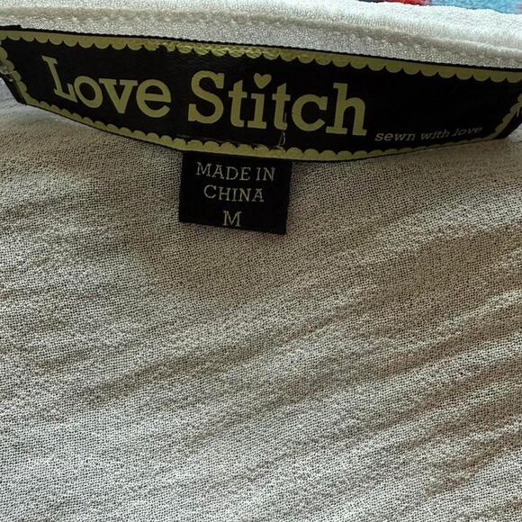 Sheer Lace Western Blouse Black White Boho Cowgirl Y2K Medium - Picture 5 of 5